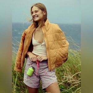 NWT FREE PEOPLE MOVEMENT IN THE WILD EMBROIDERED SHORTS OYSTER COMBO